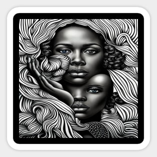 Black & White Abstract African American Women Sticker